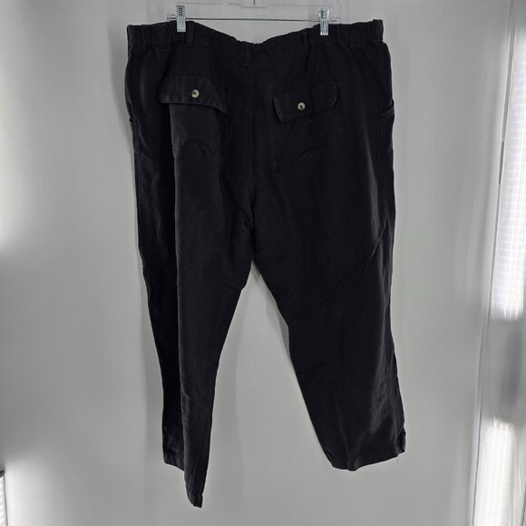 Able Black Linen Cotton Blend Charlie Tapered Oversize Pants Pockets Size 14 - Picture 4 of 12